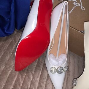 NWT Red Bottomed Customized Heels with Crystal Embellishments Elegant!